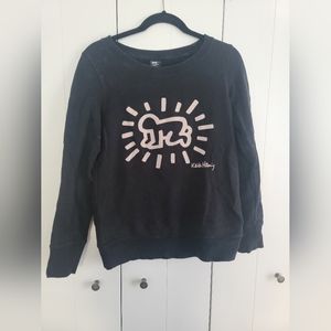 Keith Haring uniqlo black sweat shirt size medium